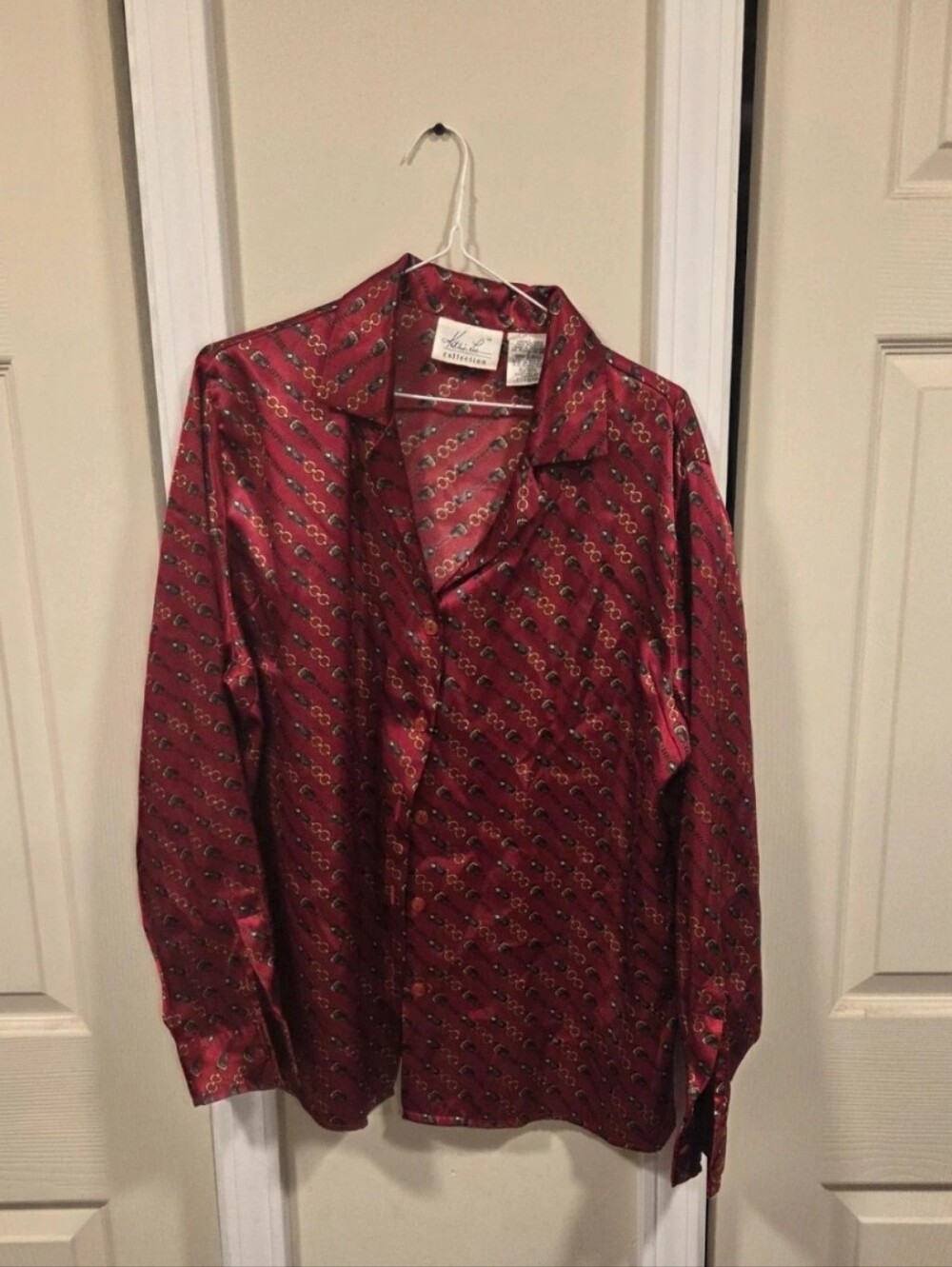 Kathie Lee Collection Red Patterned Button-Down Shirt